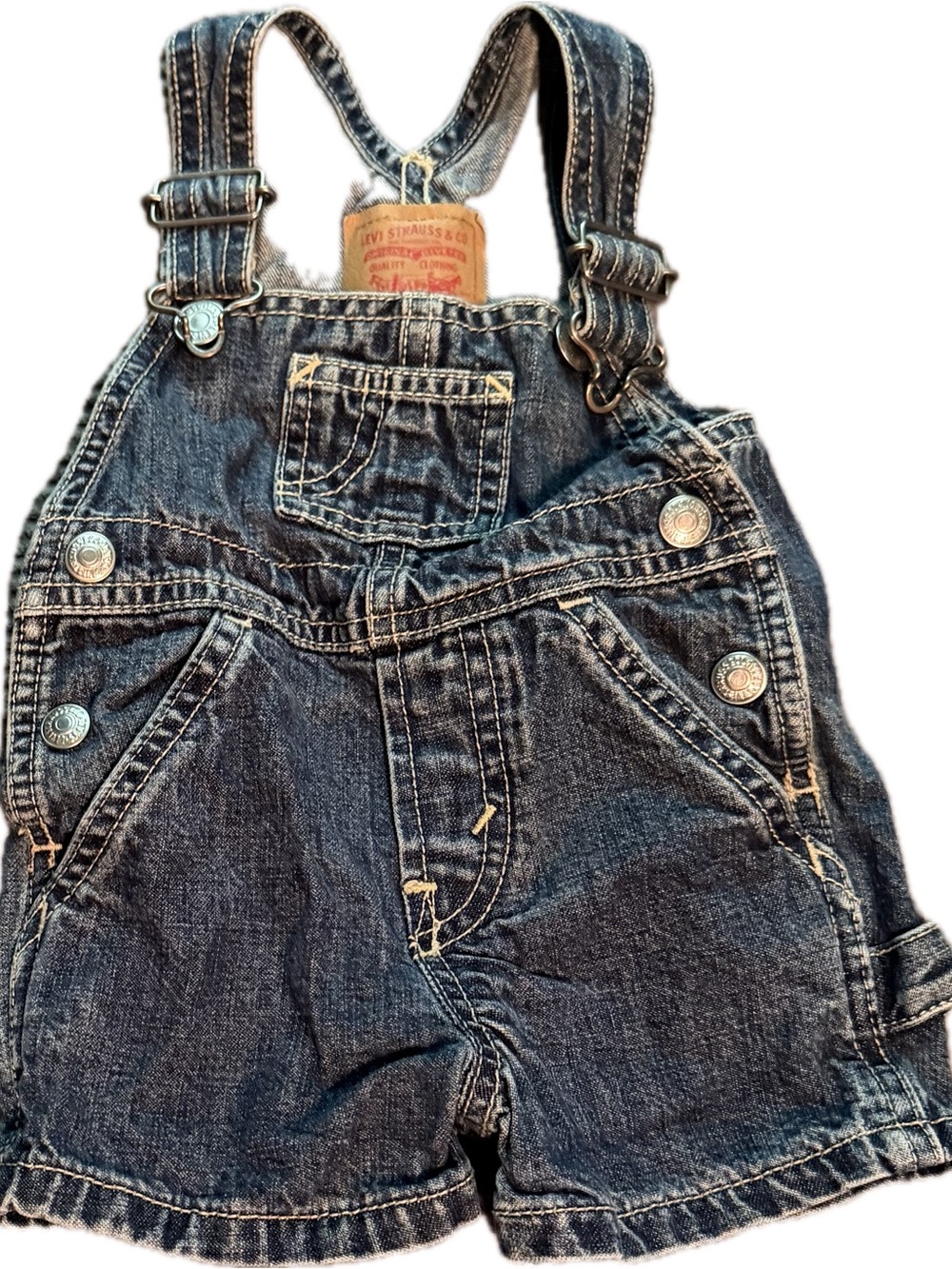 Levi's Kids Dark Denim Short Overalls with Front Bib
